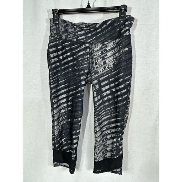 Black gray striped work out leggings size M - Picture 1 of 4